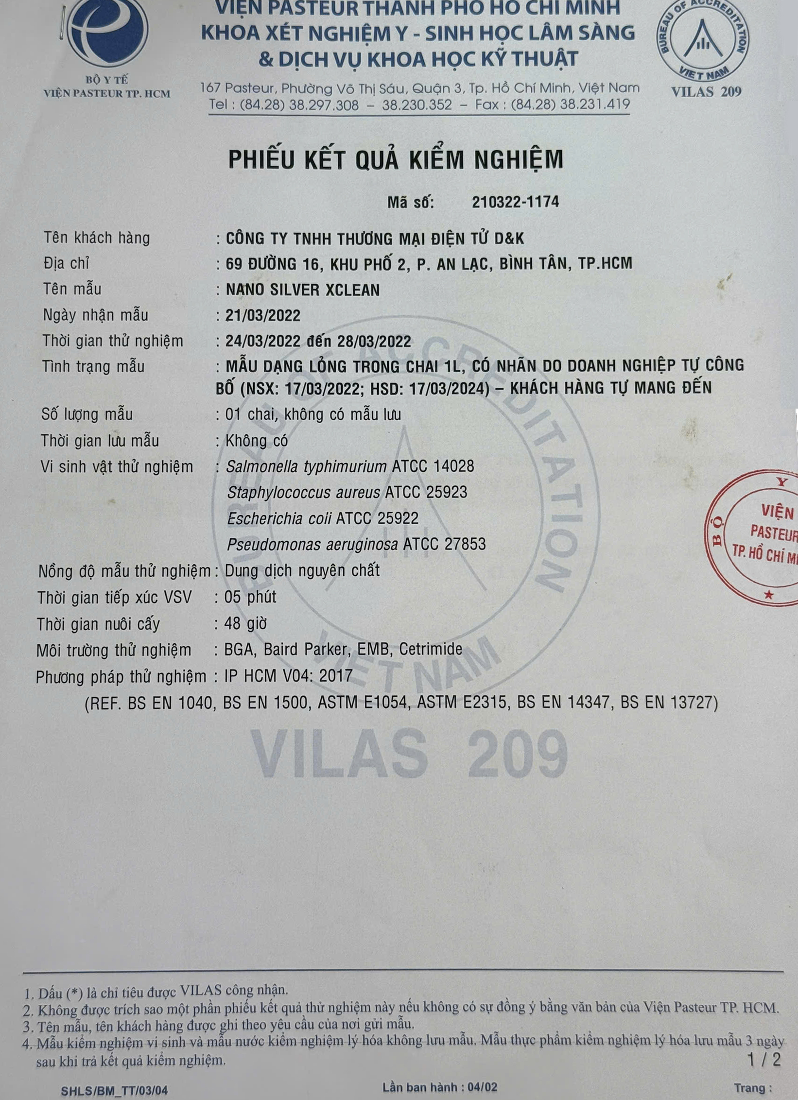 Kết quả thử nghiệm 2